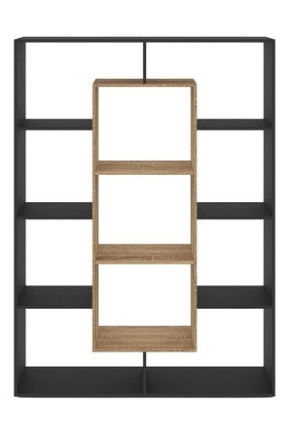Etagère bibliothèque Paulette 11 compartiments bois et noire 143 cm