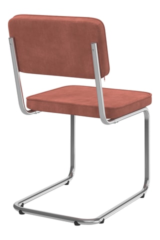 Chaises Naya en bouclette terracotta et pied métal cantilever - lot de 4