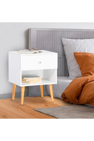 2 tables de chevet 1 tiroir Emmie - Pied en bois - 40 x 50 x 34 cm
