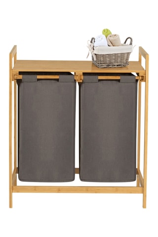 Bac à linge double en bambou Maya - 2 x 39 l