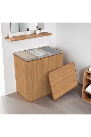 Panier à linge en bambou Maya - 60 x 40 x 60 cm - Naturel
