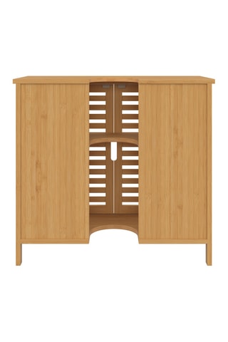 Meuble de salle de bain en bambou 2 portes Maya - 60 x 65 x 30 cm