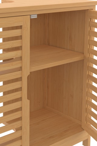 Meuble de salle de bain en bambou 2 portes Maya - 60 x 65 x 30 cm