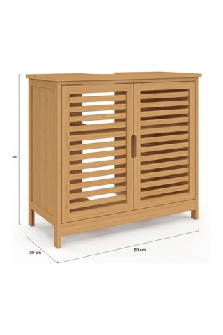 Meuble de salle de bain en bambou 2 portes Maya - 60 x 65 x 30 cm