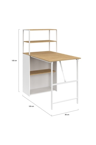 Bureau bibliothèque 2-en-1 pliable Raya - 103,5 x 120 x 60 cm