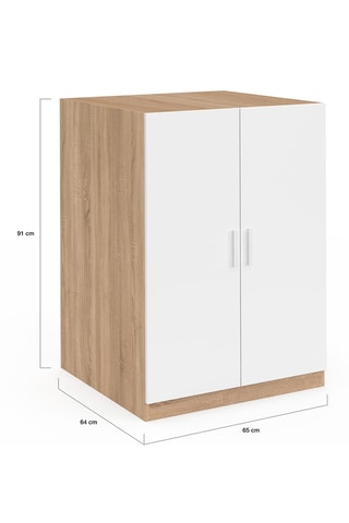 Meuble machine à laver 2 portes en bambou Will - 91 x 65 x 64 cm