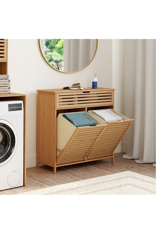 Meuble de salle de bain 2 abattants en bambou Maya - 80 x 80 x 33 cm