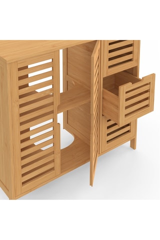 Meuble de salle de bain 2 portes en bambou Maya - 70 x 30 x 65 cm