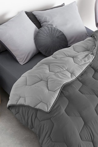 Couette chaude réversible bicolore grise - microfibres 300 g/m2