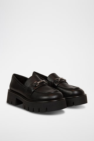 Mocassins plateformes en cuir Carson Lug - Noir