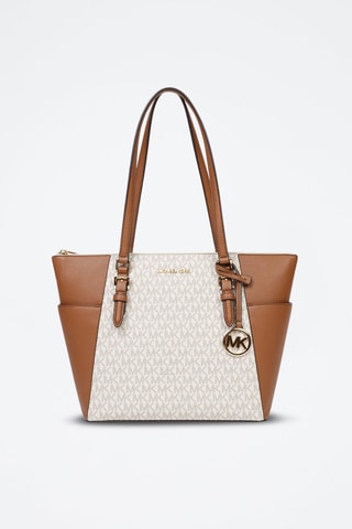 Cabas en cuir - Blanc et marron