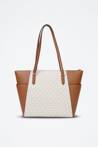 Cabas en cuir - Blanc et marron
