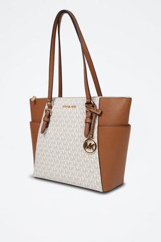 Cabas en cuir - Blanc et marron