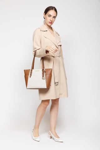 Cabas en cuir - Blanc et marron