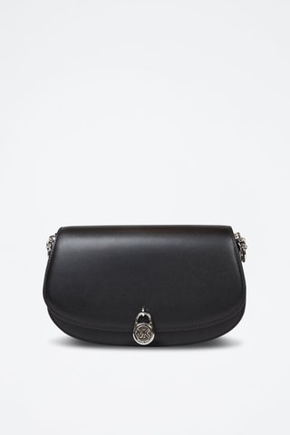 Sac bandoulière en cuir - Argenté et noir