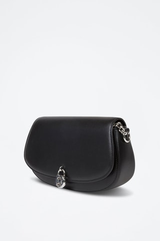 Sac bandoulière en cuir - Argenté et noir