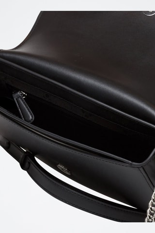 Sac bandoulière en cuir - Argenté et noir