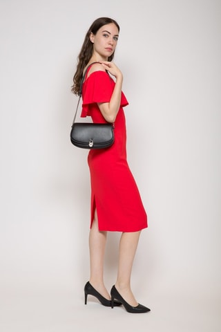 Sac bandoulière en cuir - Argenté et noir