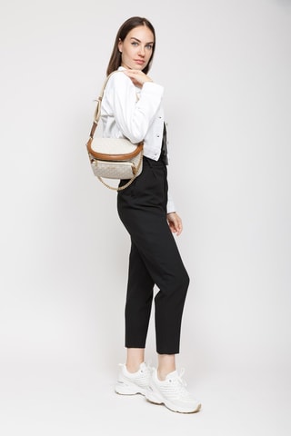 Sac porté épaule - Blanc, beige et marron