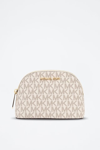 Pochette en cuir - Blanc, marron et doré