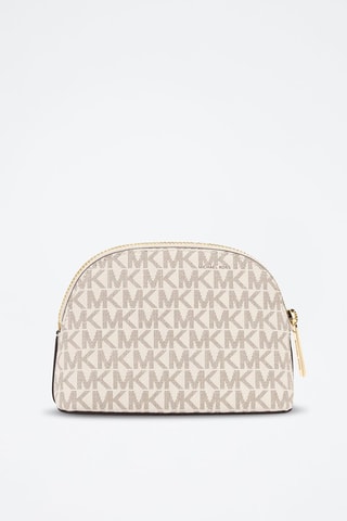 Pochette en cuir - Blanc, marron et doré