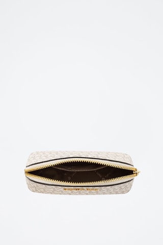 Pochette en cuir - Blanc, marron et doré