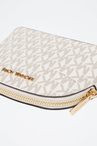 Pochette en cuir - Blanc, marron et doré
