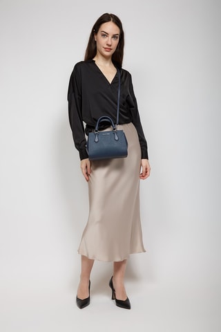Sac à main en cuir Marilyn - Bleu marine