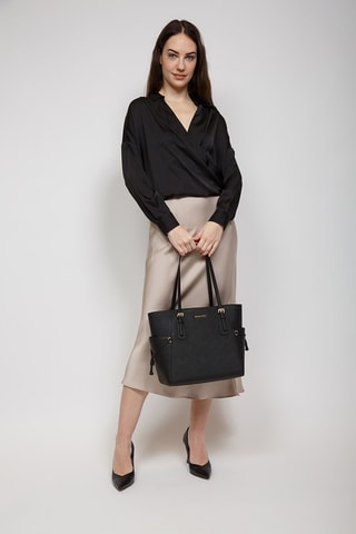 Sac porté épaule en cuir Voyager - Noir