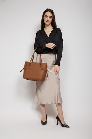 Sac porté épaule en cuir Voyager - Marron