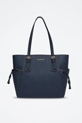 Sac porté épaule en cuir Voyager - Bleu marine