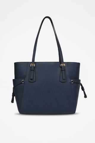 Sac porté épaule en cuir Voyager - Bleu marine