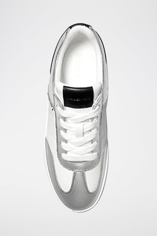 Baskets en cuir - Argenté, blanc et noir