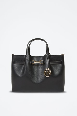 Sac à main en cuir Carson - Noir et doré