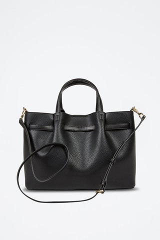 Sac à main en cuir Carson - Noir et doré