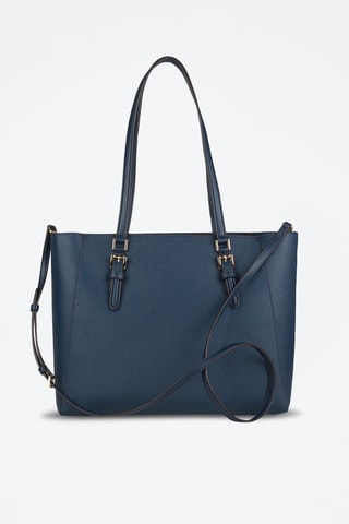 Cabas et 2 pochettes en cuir - Bleu