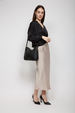 Sac bandoulière en cuir Nayla - Noir
