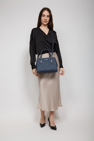 Sac à main en cuir Marilyn - Bleu marine