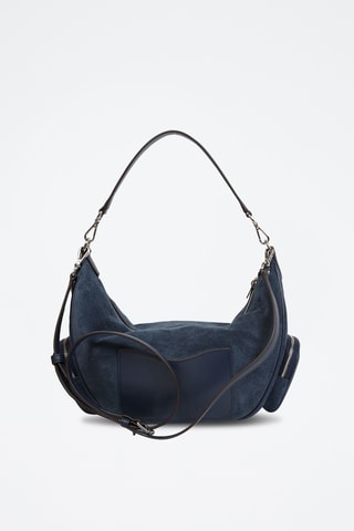 Sac porté épaule en cuir Merritt - Bleu marine