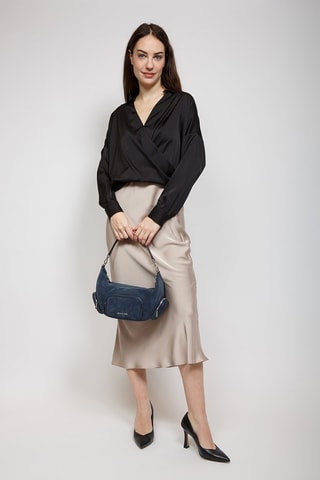 Sac porté épaule en cuir Merritt - Bleu marine