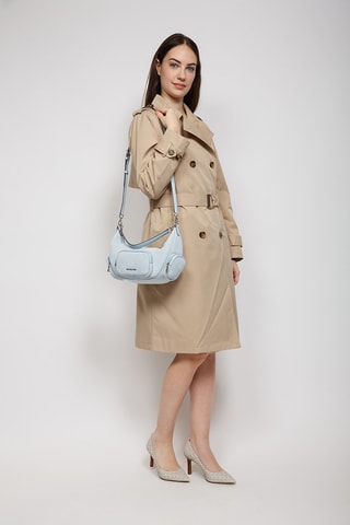 Sac porté épaule en cuir Merritt - Bleu