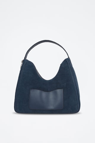 Sac porté épaule en cuir Nayla - Bleu marine