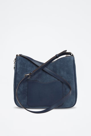 Sac porté épaule en cuir Nayla - Bleu marine
