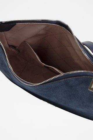 Sac porté épaule en cuir Nayla - Bleu marine