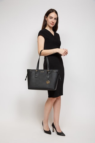 Sac porté épaule en cuir Voyager - Noir