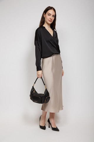 Sac porté épaule en cuir - Noir
