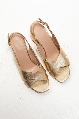 Sandali con tacco in pelle Tonya  - Dorato