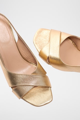 Sandali con tacco in pelle Tonya  - Dorato