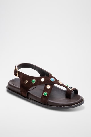 Sandali alla schiava in pelle Zelya - Marrone
