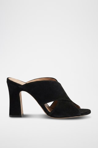 Sandali con tacco in pelle Estana - Nero